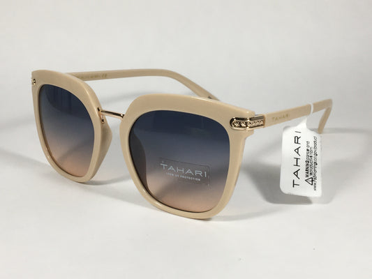 Tahari Large Cat Eye Sunglasses Nude Plastic Frame Blue Nude Gradient TH712 ND - Sunglasses