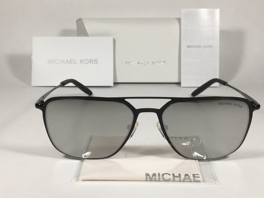 Michael Kors Trenton Pilot Sunglasses Black Frame Silver Mirror Lens MK-1050 10056G - Sunglasses