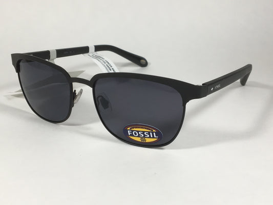 Fossil Club Sunglasses Matte Black Frame Solid Gray Lens FM120 Small Mens 53mm - Sunglasses