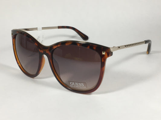 Guess Oversized Designer Sunglasses Brown Tortoise Gold Frame Brown Lens GF0302 52G - Sunglasses