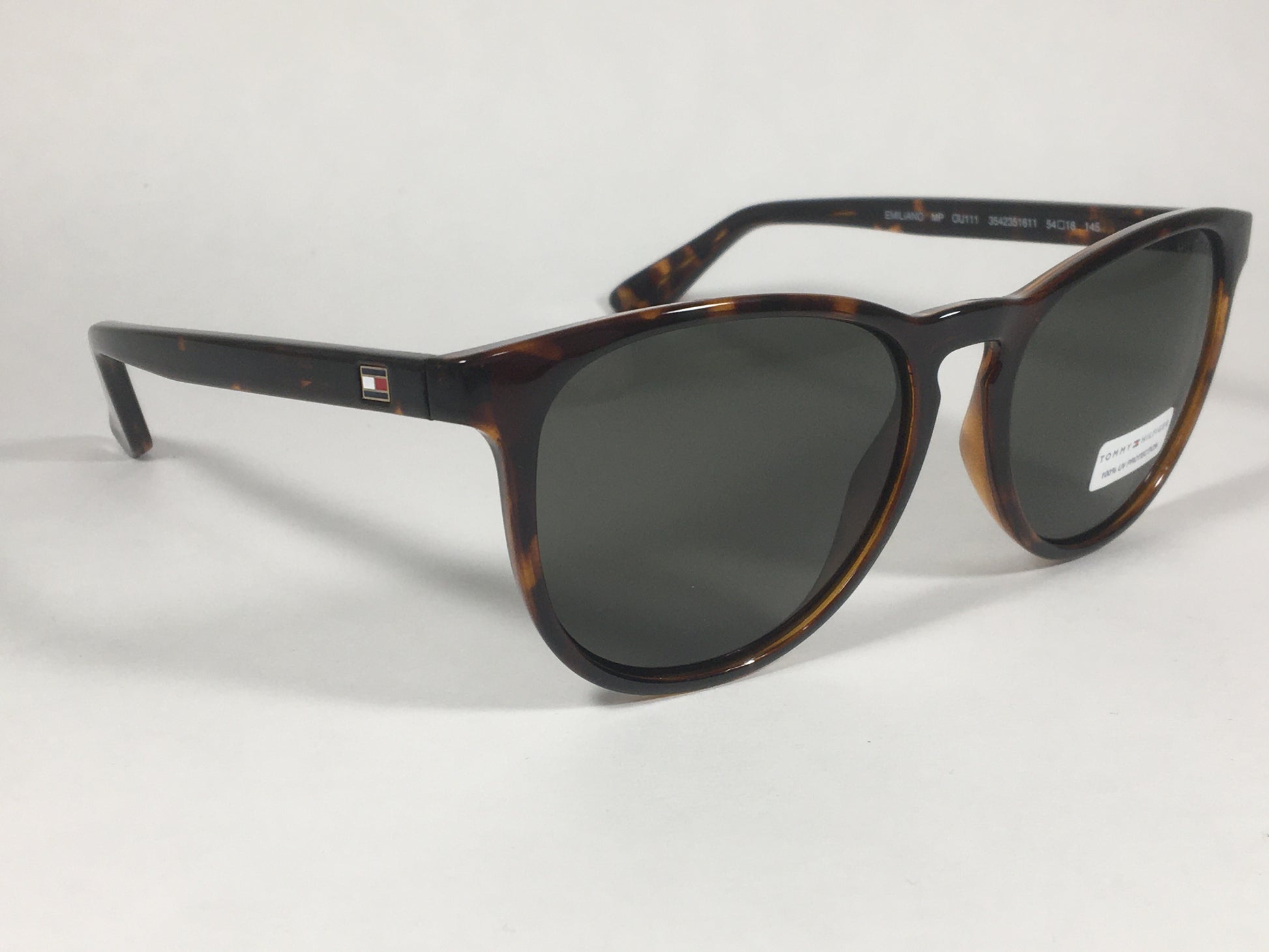 Tommy Hilfiger Emiliano Keyhole Sunglasses Brown Tortoise Green Lenses EMILIANO MP OU111 - Sunglasses