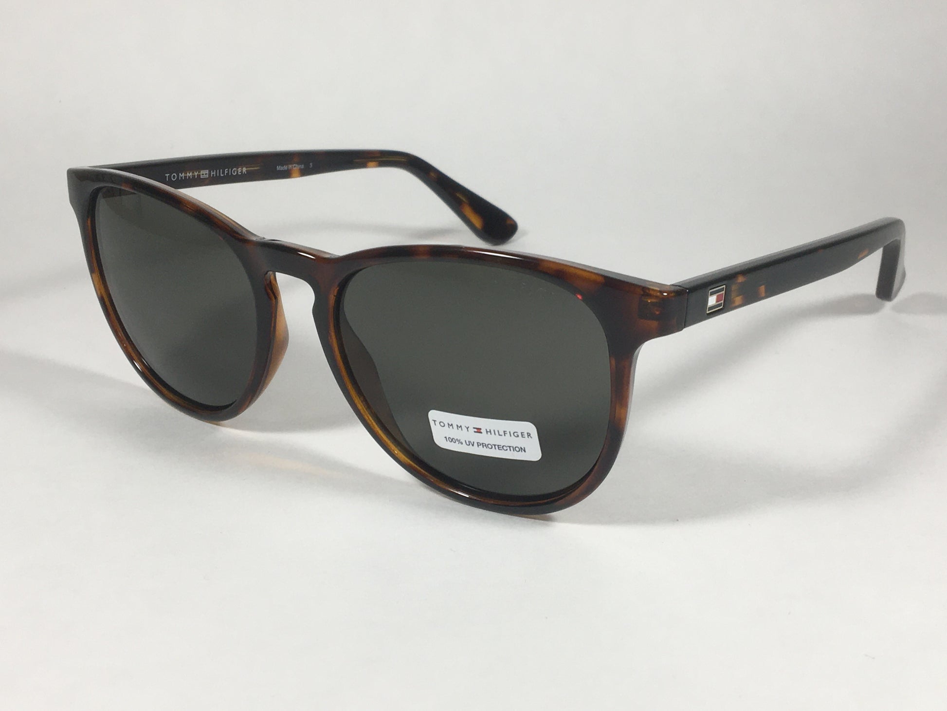 Tommy Hilfiger Emiliano Keyhole Sunglasses Brown Tortoise Green Lenses EMILIANO MP OU111 - Sunglasses