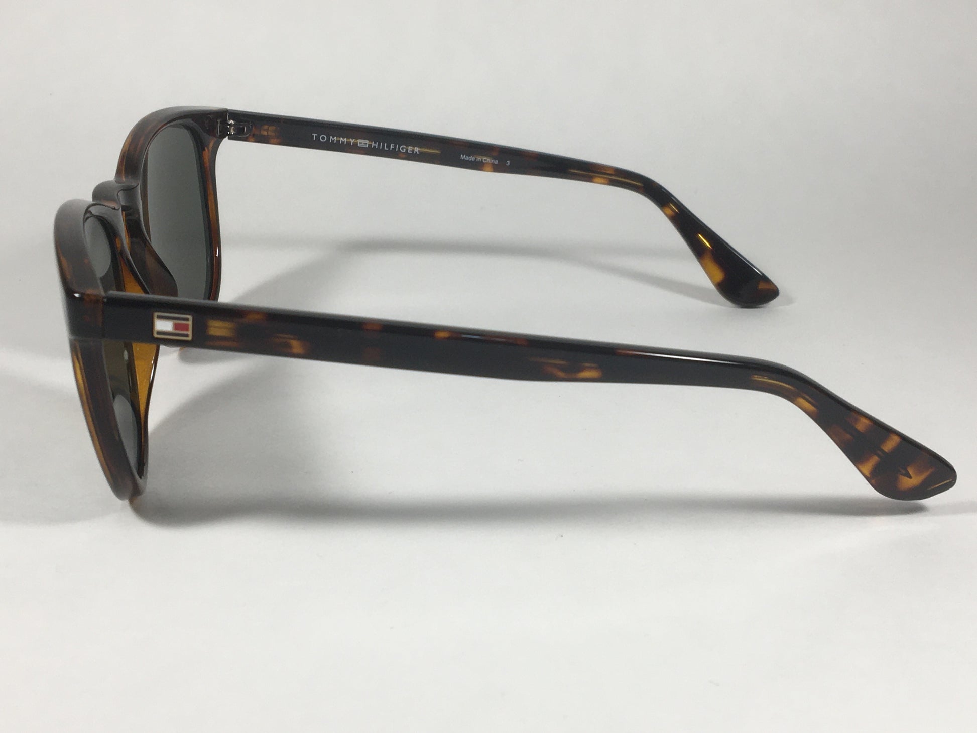 Tommy Hilfiger Emiliano Keyhole Sunglasses Brown Tortoise Green Lenses EMILIANO MP OU111 - Sunglasses
