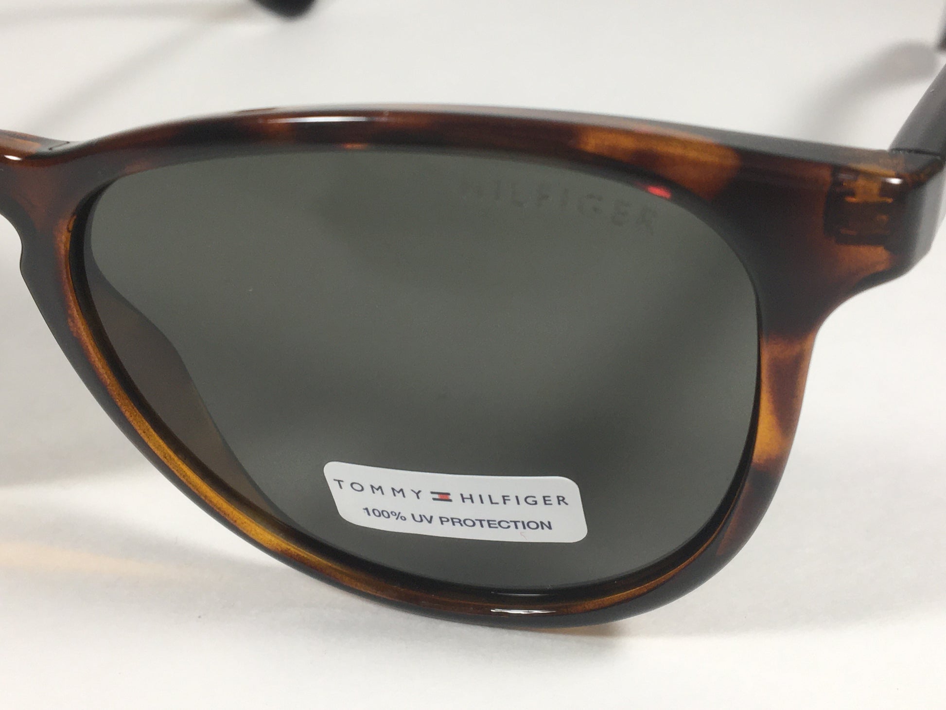 Tommy Hilfiger Emiliano Keyhole Sunglasses Brown Tortoise Green Lenses EMILIANO MP OU111 - Sunglasses
