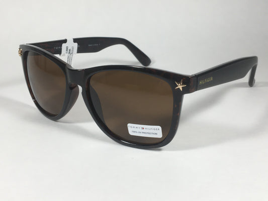 Tommy Hilfiger Aileen Square Sunglasses Brown Tortoise With Brown Lens AILEEN WP OL435 - Sunglasses