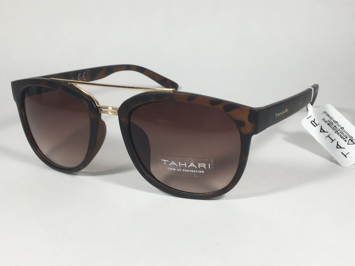 Tahari Brow Bar Designer Sunglasses Tortoise Brown Gold 
