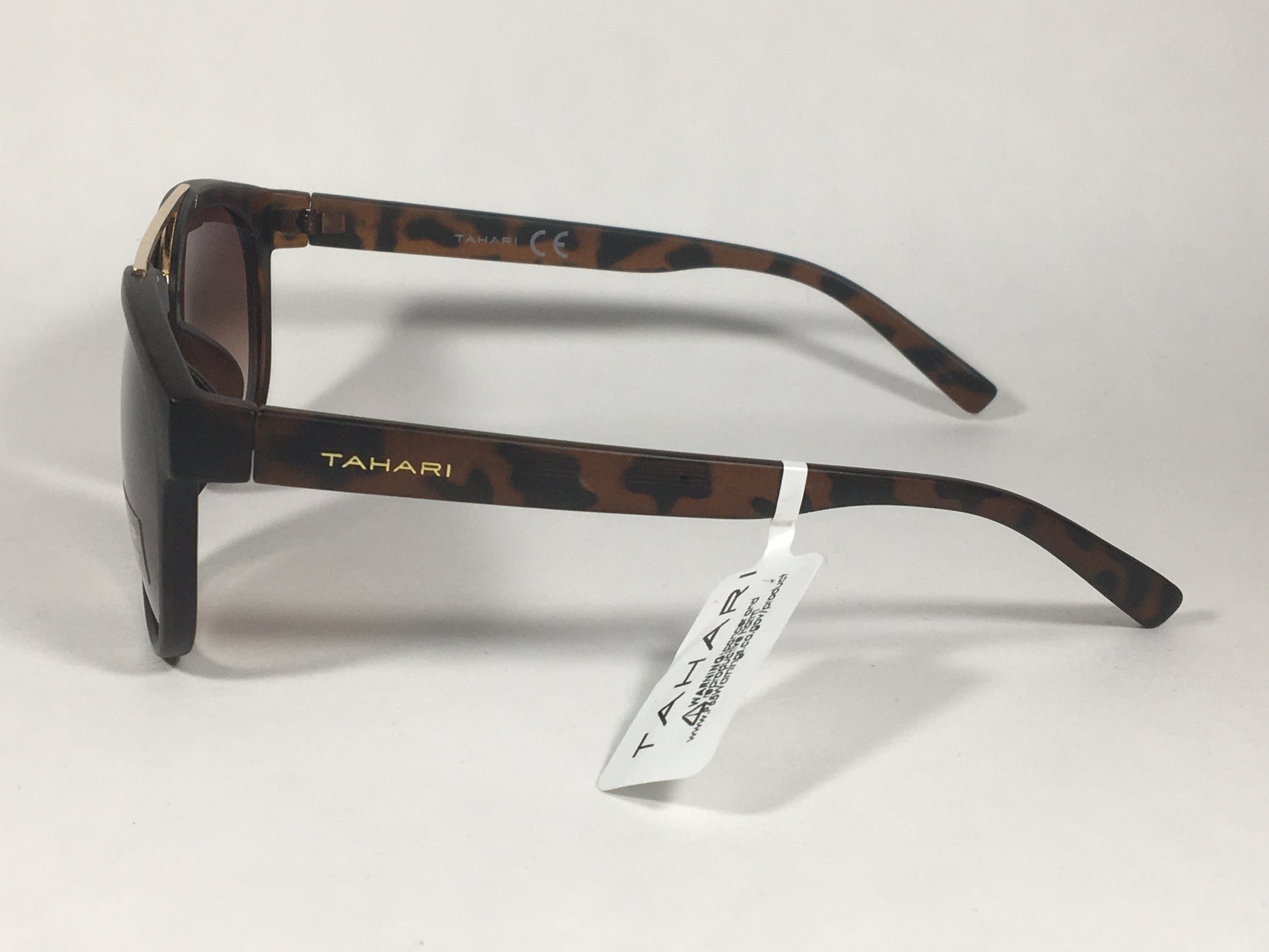 Tahari Brow Bar Designer Sunglasses Tortoise Brown Gold Brown Gradient Lens TH559 TS - Sunglasses