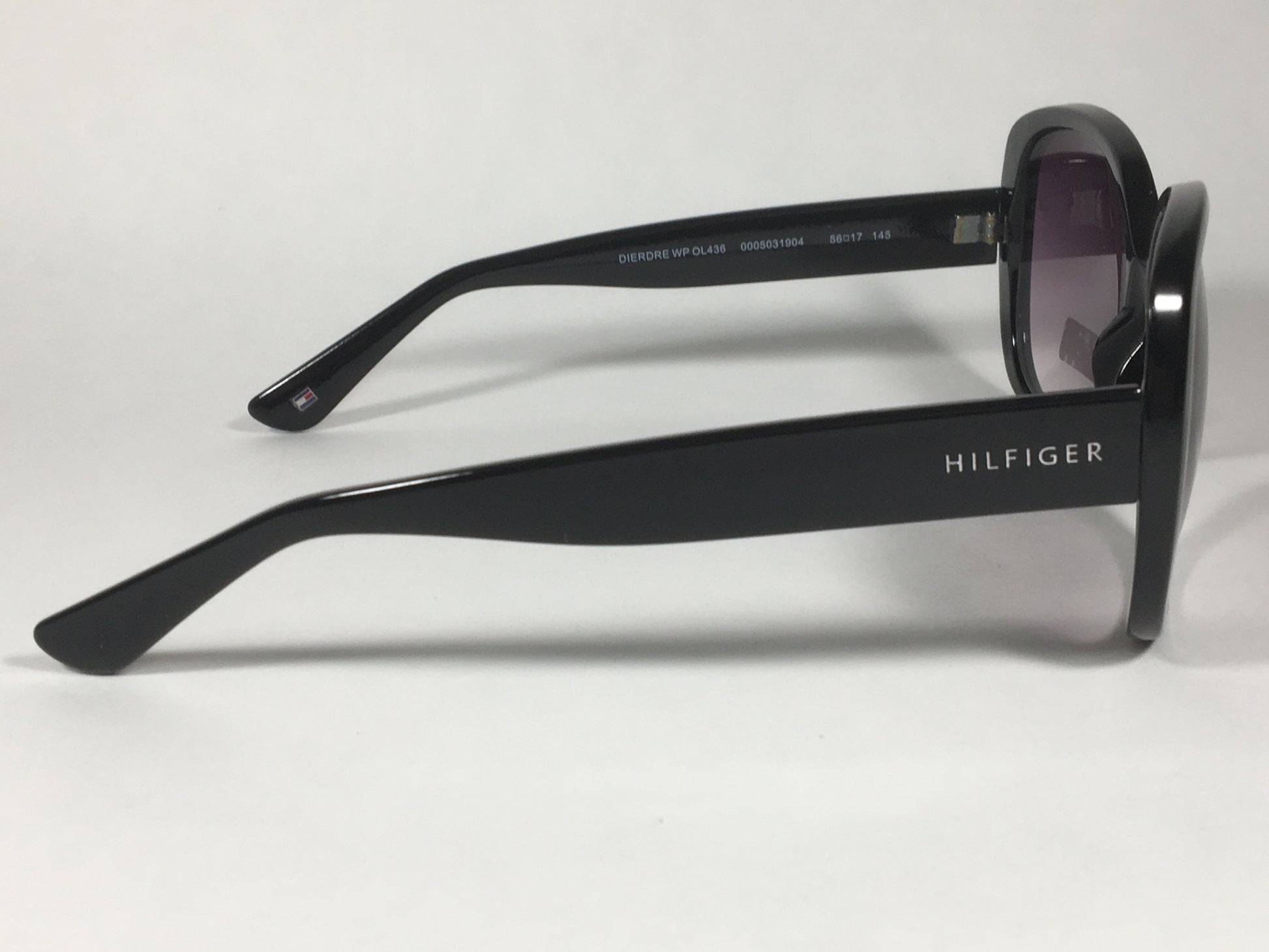 Tommy Hilfiger Dierdre Large Oval Sunglasses Shiny Black Frame Gray Gradient Lens DIERDRE WP OL436 - Sunglasses