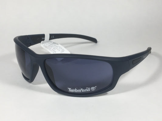 Timberland Sport Wrap Sunglasses Navy Blue Frame Gray Lens TB7189 91V - Sunglasses