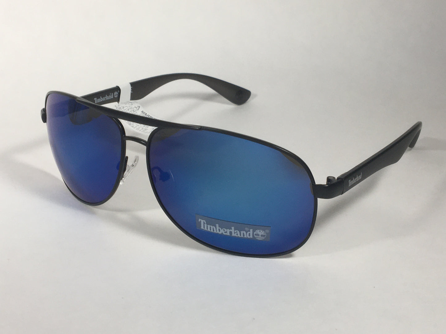 Timberland Aviator Sunglasses Matte Black Frame Blue Mirror Lens TB7151 02X - Sunglasses