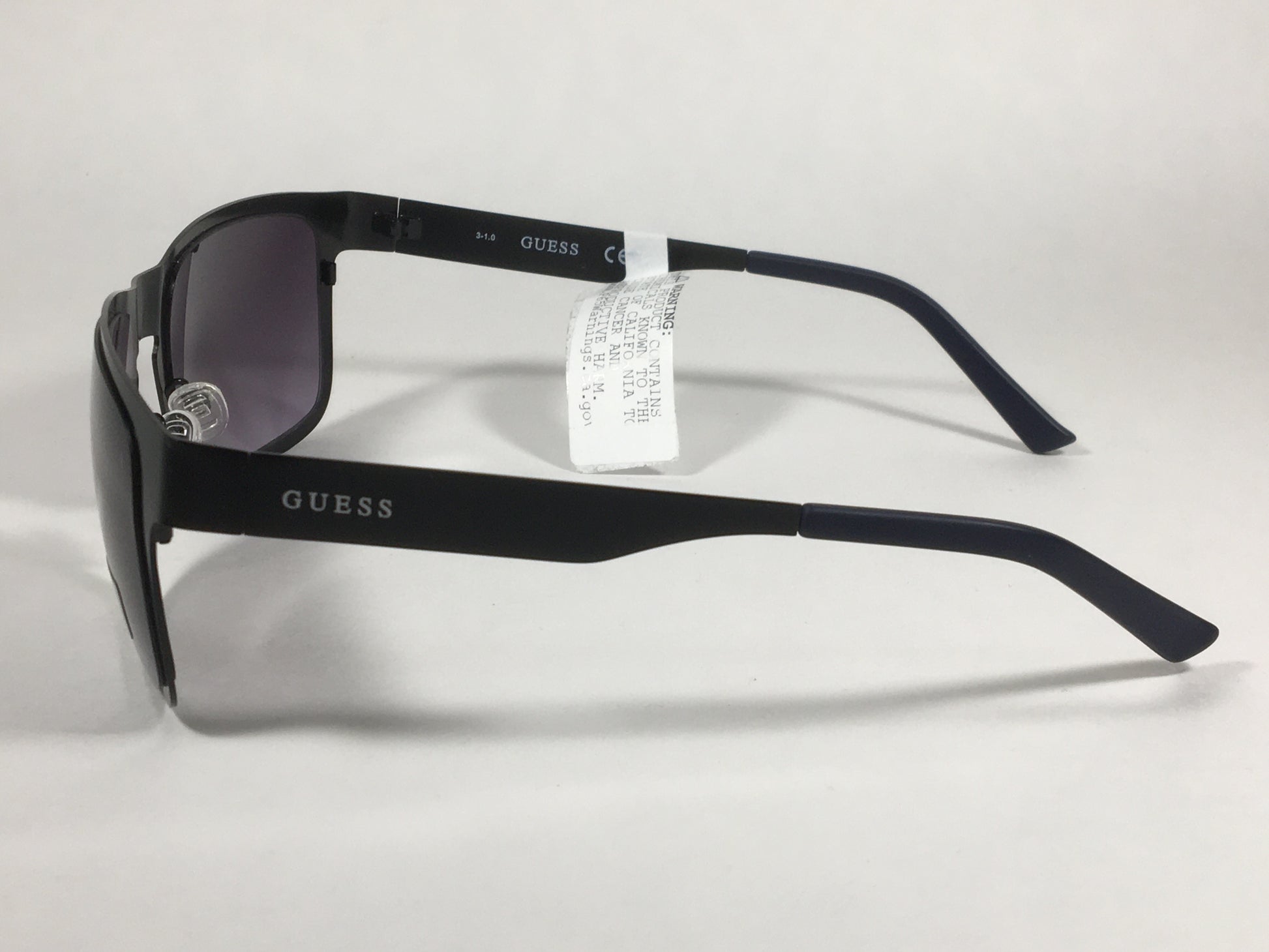 Guess Rectangular Sunglasses Matte Black Navy Blue Frame Smoke Gradient Lens GF0197 02B - Sunglasses
