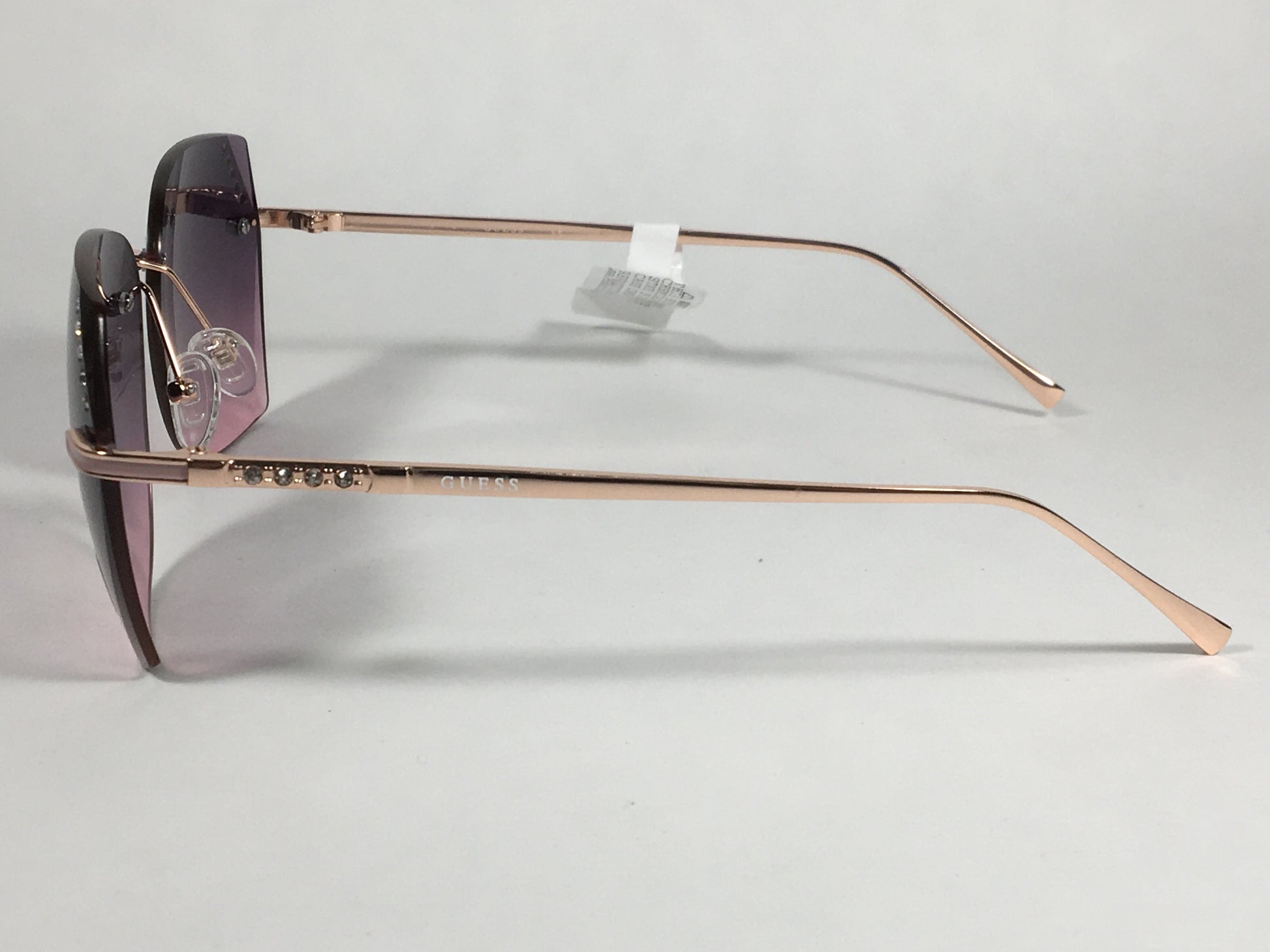 Guess Rimless Butterfly Sunglasses Rose Gold Metal Frame Pink Gradient Lens GF0384 28T - Sunglasses