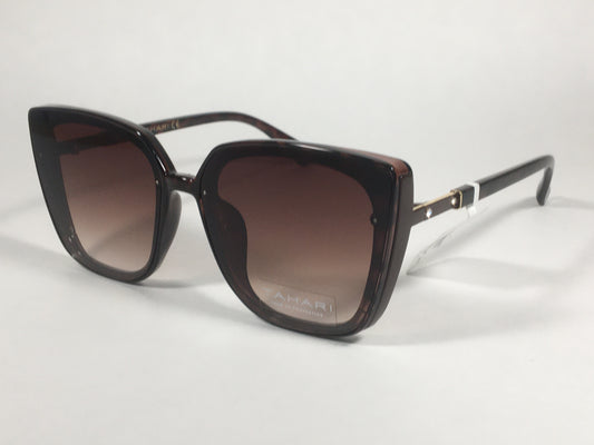 Tahari Cat Eye Square Sunglasses Brown Tortoise Frame Brown Gradient Lens TH769 TS - Sunglasses