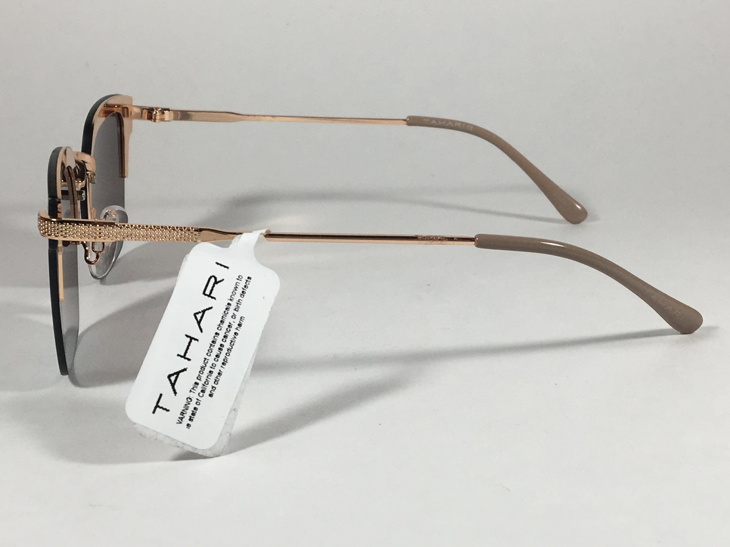 Tahari Rimless Square Sunglasses Rose Gold Nude Brown Gradient Lens Th697 Rgdnd - Sunglasses