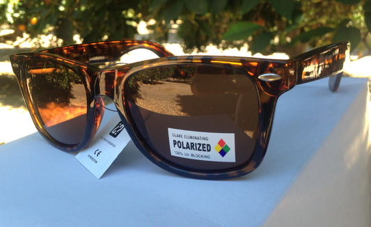 Mens Sunglasses Polarized Wf Brown Tortoise Square Original Retro Style 53 Mm - Sunglasses