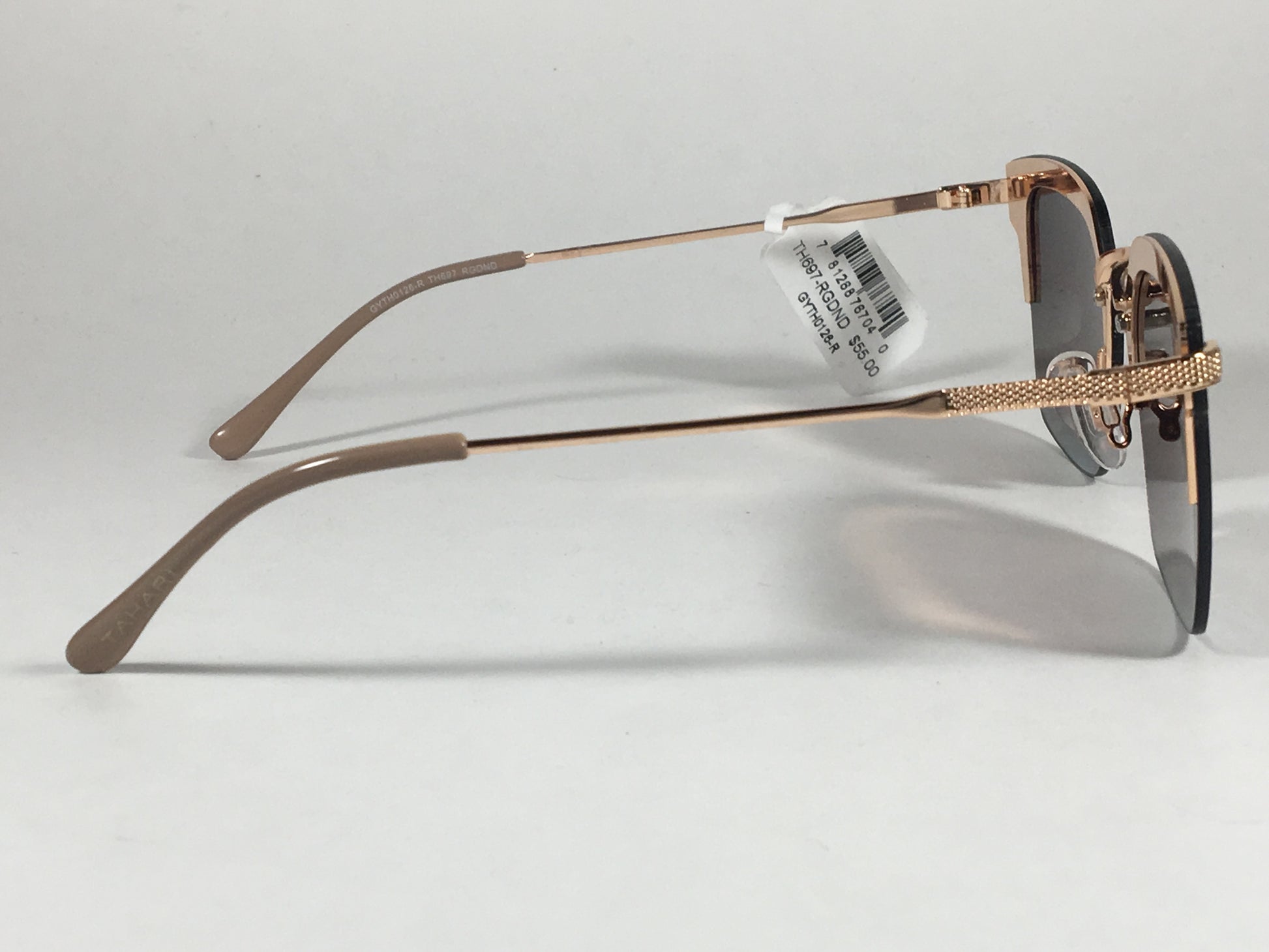 Tahari Rimless Square Sunglasses Rose Gold Nude Brown Gradient Lens Th697 Rgdnd - Sunglasses