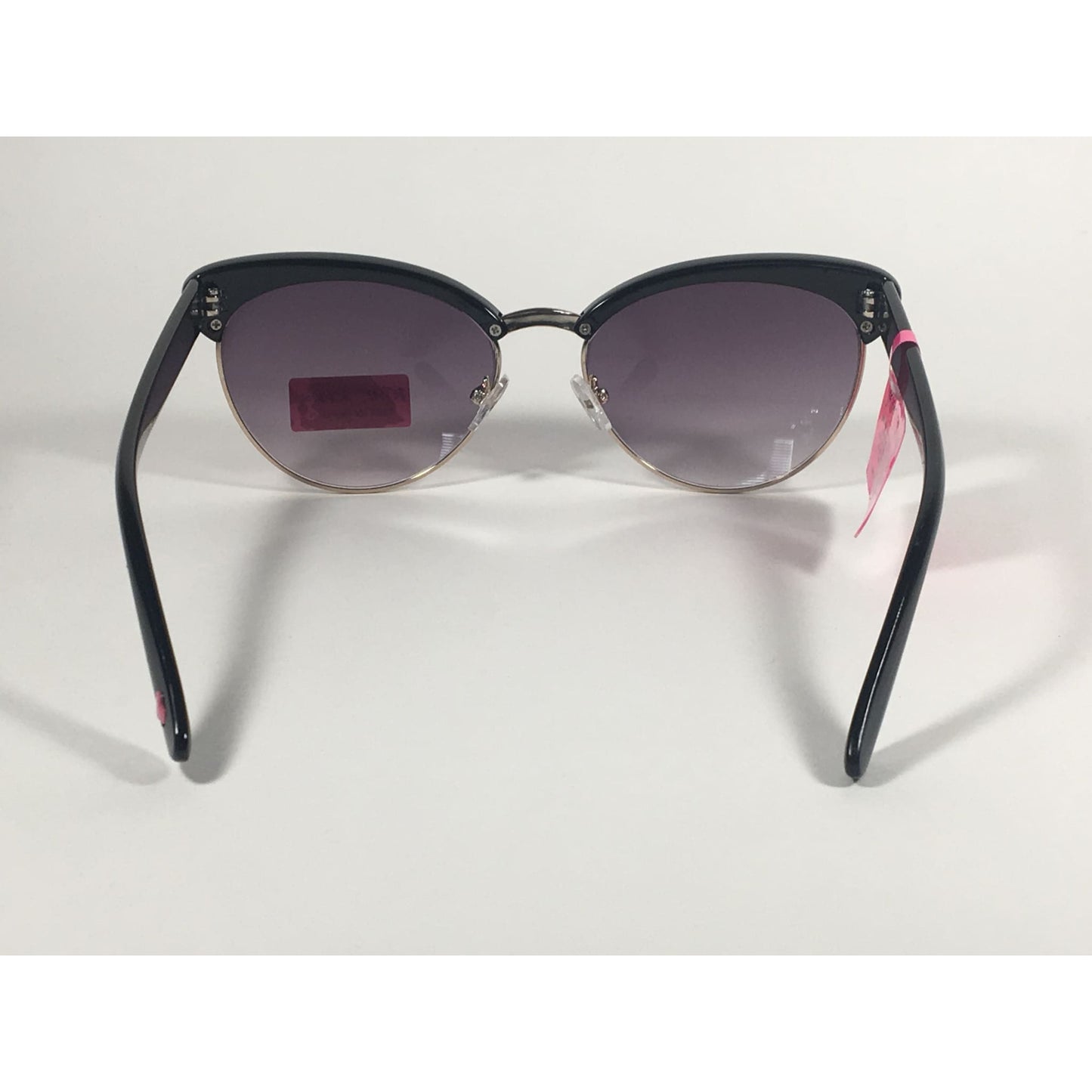 Betsey Johnson Catty Club Sunglasses Black Gold Gray Smoke Gradient Cat Eye - Sunglasses