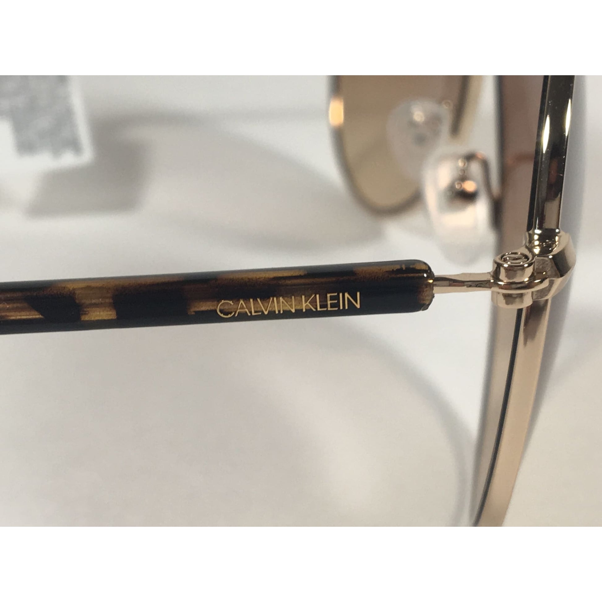 Calvin Klein CK19314S 717 Aviator Pilot Sunglasses Gold Brown Tortoise With Brown Gradient Lens - Sunglasses