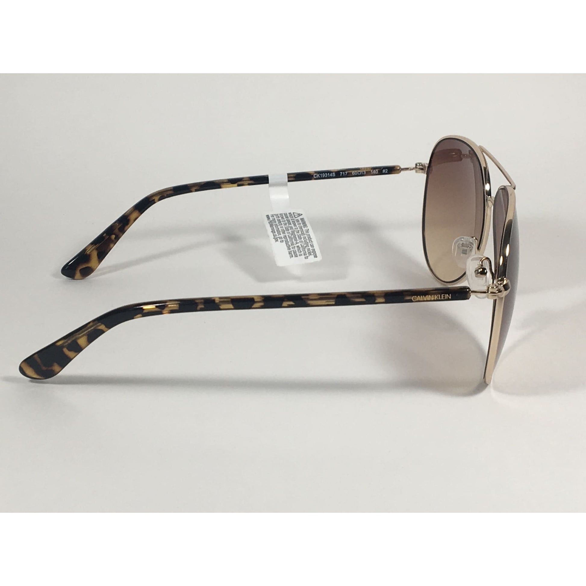 Calvin Klein CK19314S 717 Aviator Pilot Sunglasses Gold Brown Tortoise With Brown Gradient Lens - Sunglasses