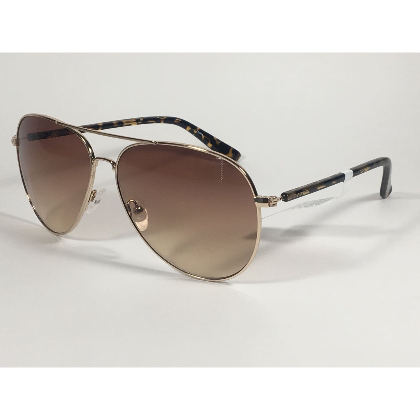 Calvin Klein CK19314S 717 Aviator Pilot Sunglasses Gold Brown Tortoise With Brown Gradient Lens - Sunglasses