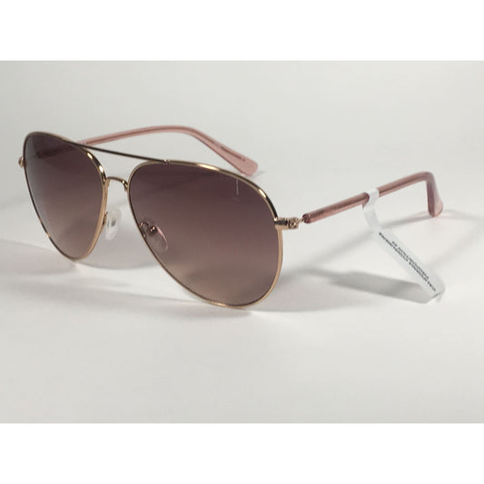 Calvin Klein CK19314S 780 Aviator Pilot Sunglasses Rose Gold With Brown Rose Gradient Lens - Sunglasses