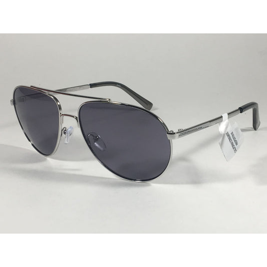 Calvin Klein R167S 045 Aviator Pilot Sunglasses Silver Metal Frame And Gray Lens - Sunglasses