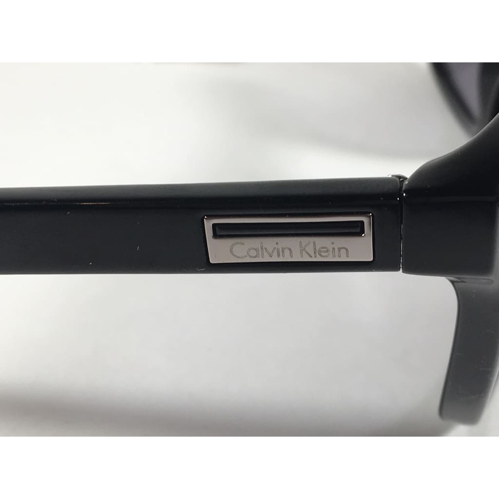 Calvin Klein R720S 001 Keyhole Rectangle Sunglasses Black Gloss Gray Lens - Sunglasses