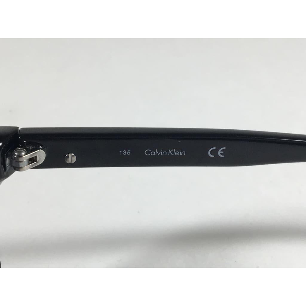 Calvin Klein R720S 001 Keyhole Rectangle Sunglasses Black Gloss Gray Lens - Sunglasses