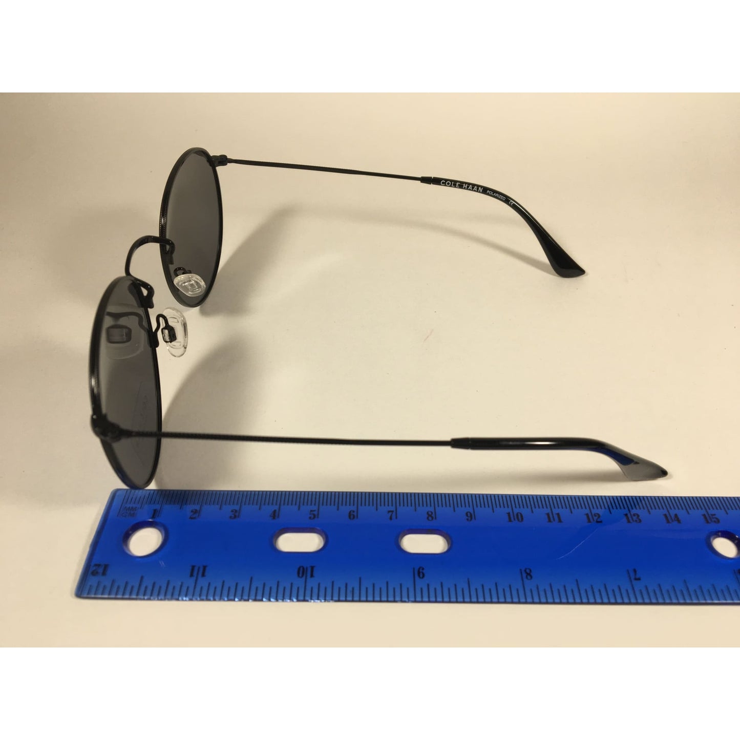 Cole Haan Polarized Round Sunglasses Black Blue Mirror Lens CH8004 001 BLACK - Sunglasses