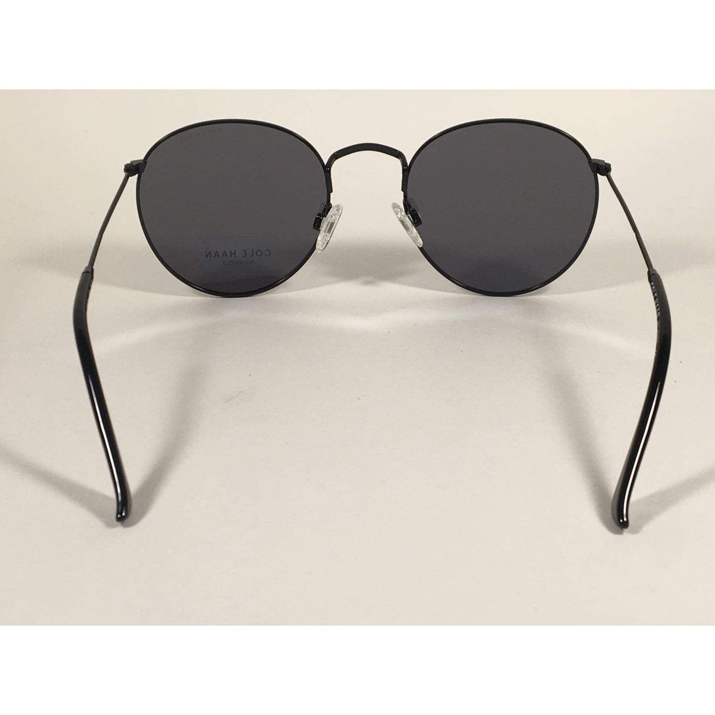 Cole Haan Polarized Round Sunglasses Black Blue Mirror Lens CH8004 001 BLACK - Sunglasses