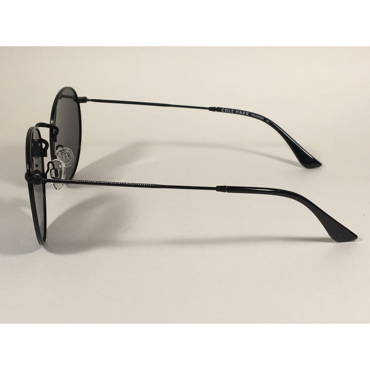 Cole Haan Polarized Round Sunglasses Black Blue Mirror Lens CH8004 001 BLACK - Sunglasses