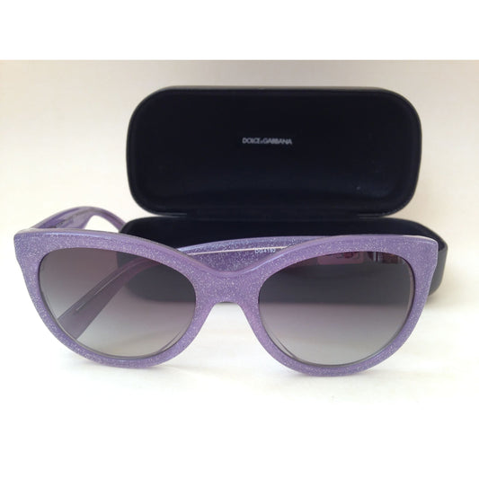 Dolce Gabbana Sunglasses DG4192 2742/8G D&G Round Cat Eye Lens Purple Glitter Frame - Sunglasses