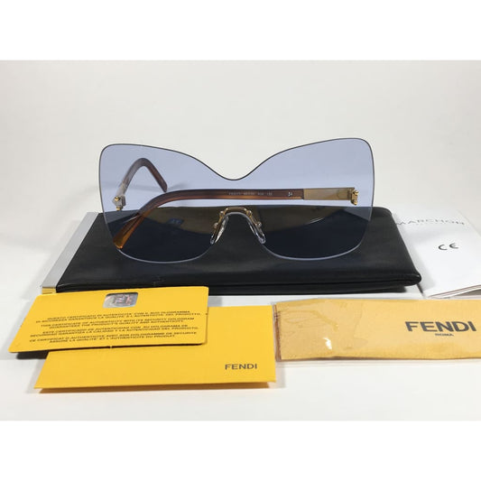 Fendi Runway Sunglasses Oversized Shield Butterfly Blue Lens Havana Frame Fs5273 424 - Sunglasses
