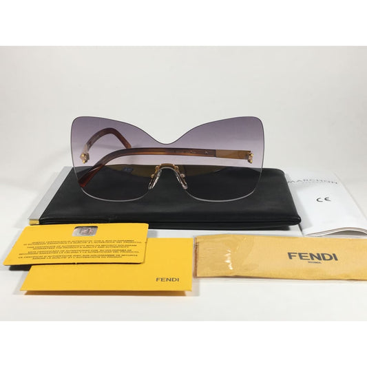 Fendi Runway Sunglasses Oversized Shield Butterfly Purple Gradient Lens Havana Frame Fs5273 513 - Sunglasses