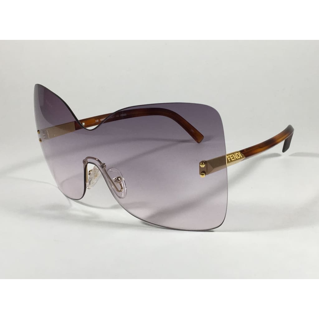 Fendi Runway Sunglasses Oversized Shield Butterfly Purple Gradient Lens Havana Frame Fs5273 513 - Sunglasses