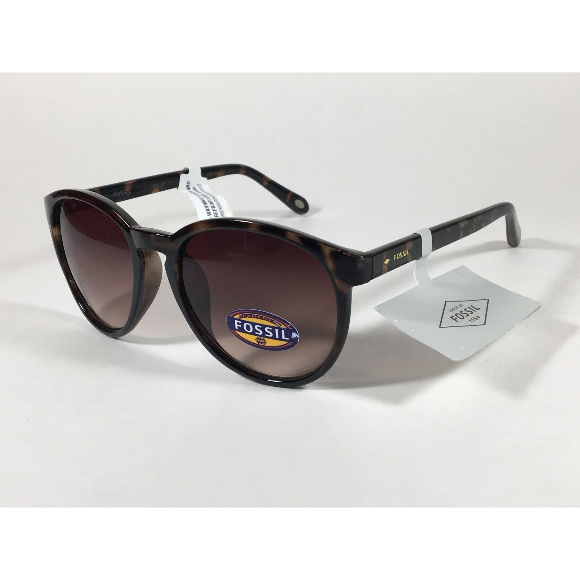 Fossil Fw95 Aviator Keyhole Sunglasses Brown Tortoise Frame Brown Gradient Lens - Sunglasses