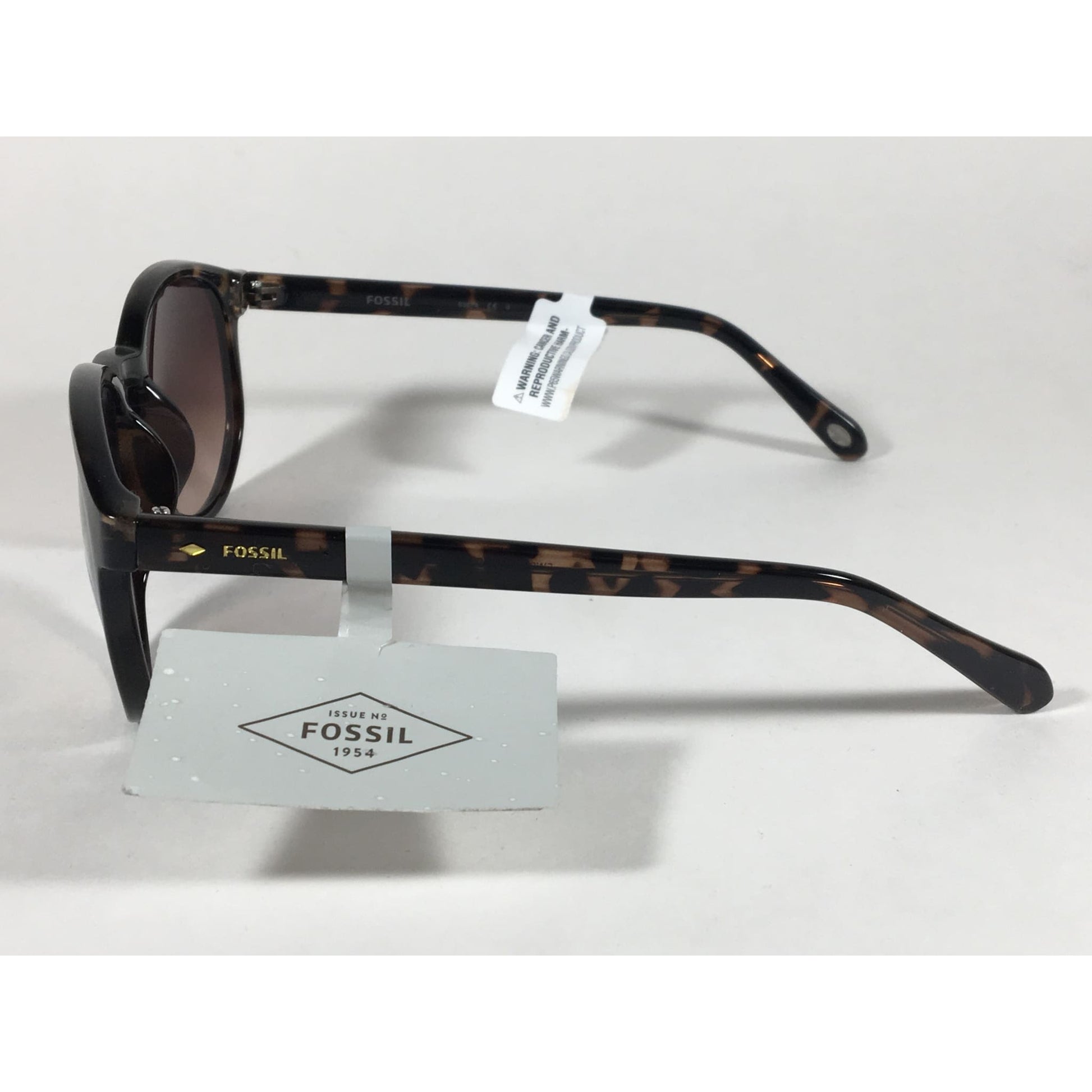 Fossil Fw95 Aviator Keyhole Sunglasses Brown Tortoise Frame Brown Gradient Lens - Sunglasses
