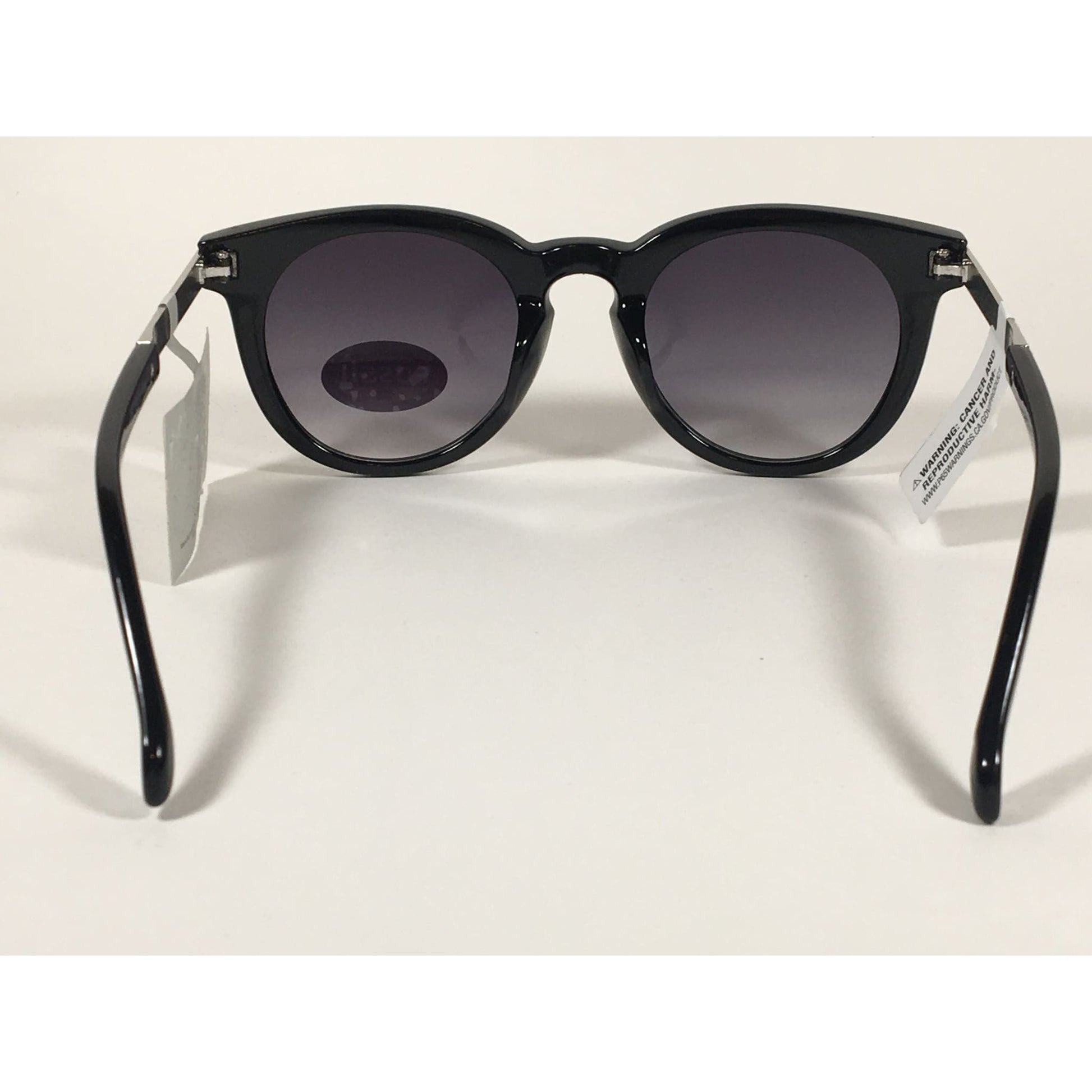 Fossil Round Keyhole Sunglasses FW109 Black Silver Frame Gray Gradient Lens - Sunglasses
