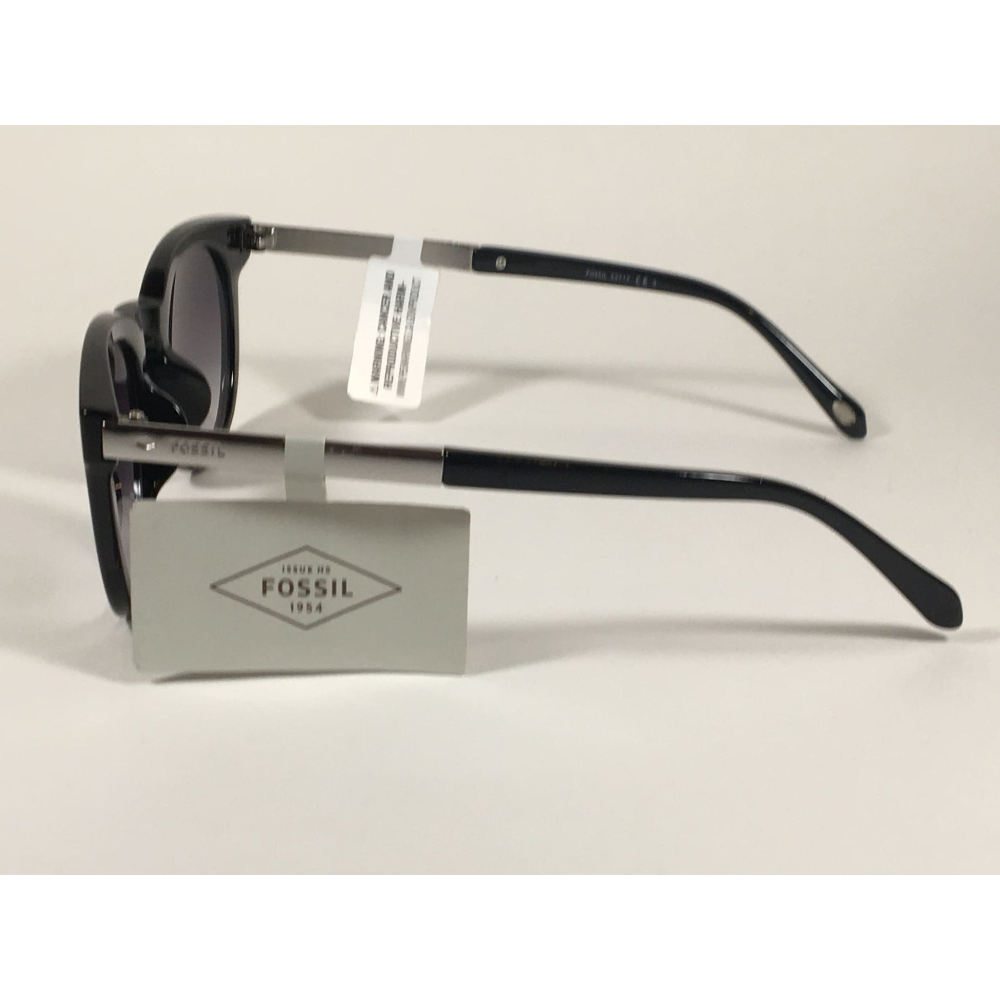Fossil Round Keyhole Sunglasses FW109 Black Silver Frame Gray Gradient Lens - Sunglasses