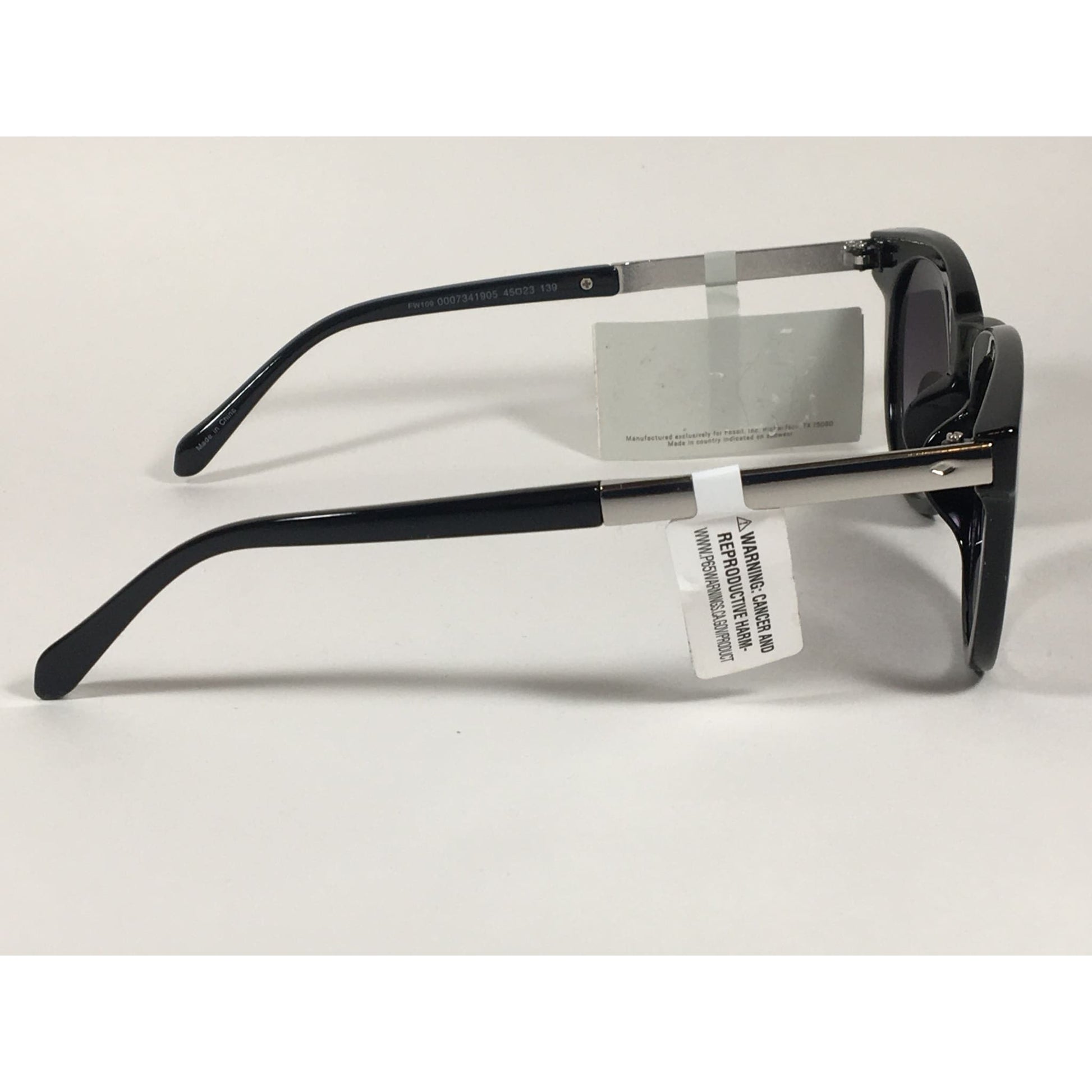 Fossil Round Keyhole Sunglasses FW109 Black Silver Frame Gray Gradient Lens - Sunglasses