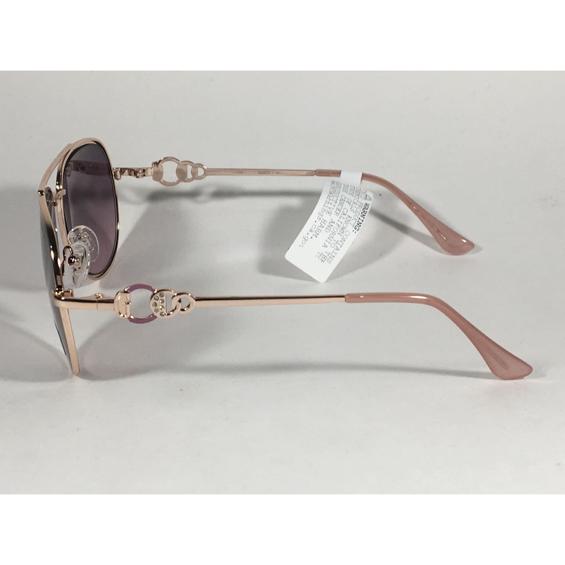 Guess Aviator Pilot Sunglasses Nude Peach Rose Gold Metal Semi Mirror Lens GF0344 28U - Sunglasses