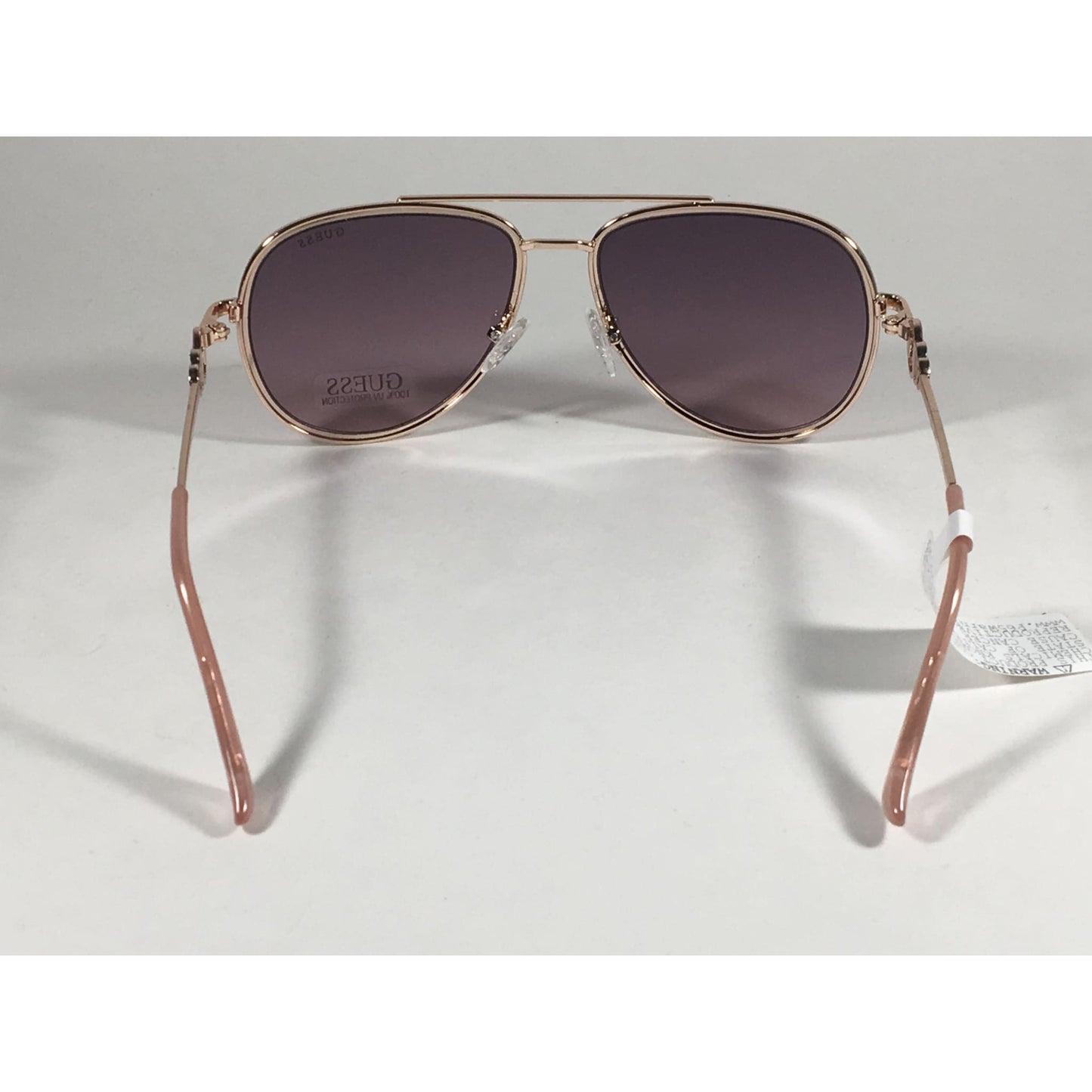 Guess Aviator Pilot Sunglasses Nude Peach Rose Gold Metal Semi Mirror Lens GF0344 28U - Sunglasses