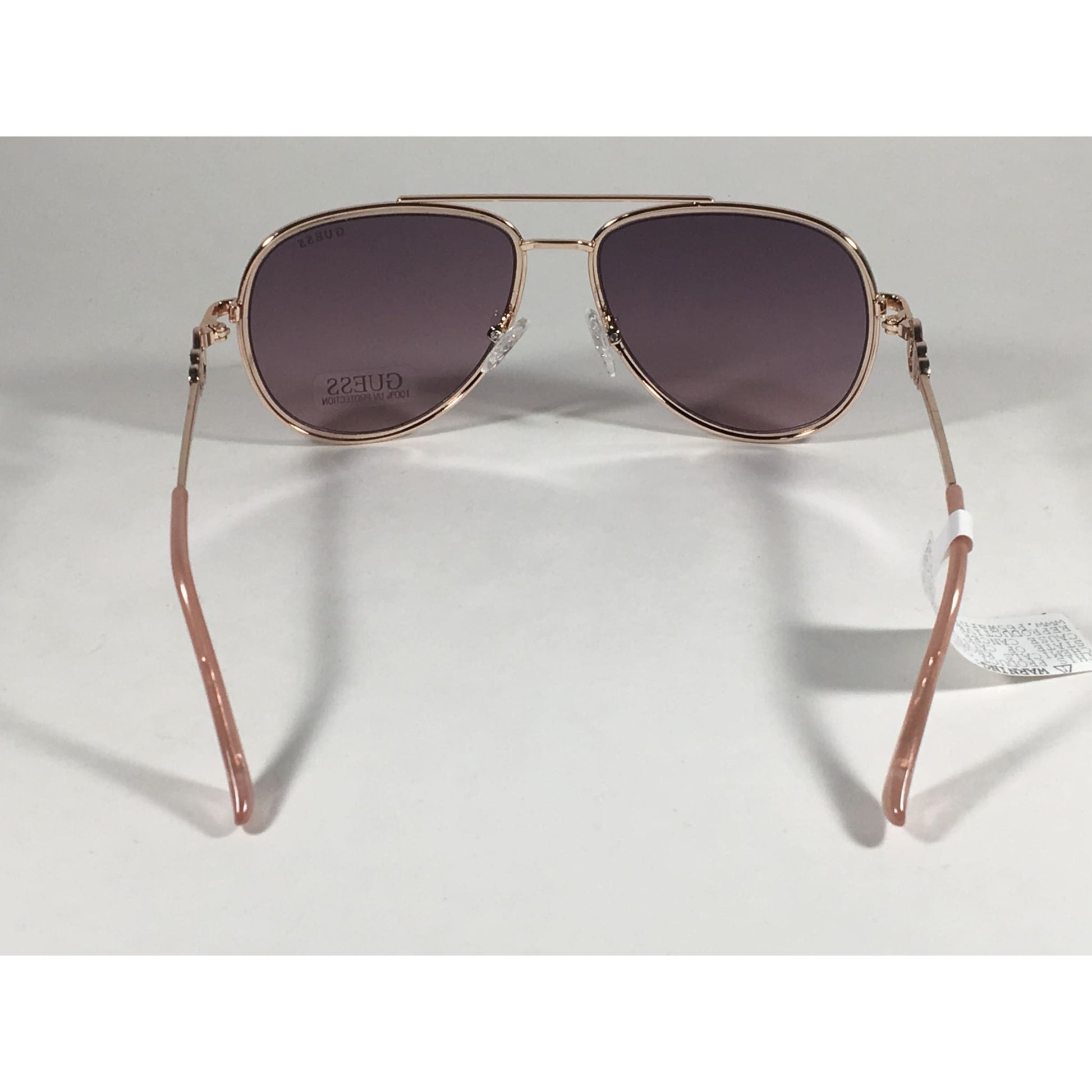 Guess Aviator Pilot Sunglasses Nude Peach Rose Gold Metal Semi Mirror Lens GF0344 28U - Sunglasses