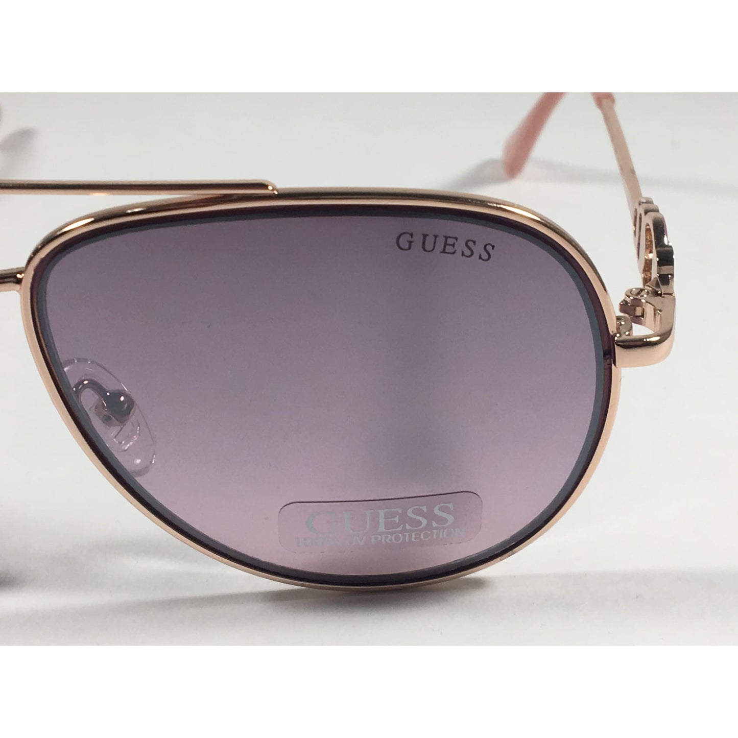 Guess Aviator Pilot Sunglasses Nude Peach Rose Gold Metal Semi Mirror Lens GF0344 28U - Sunglasses