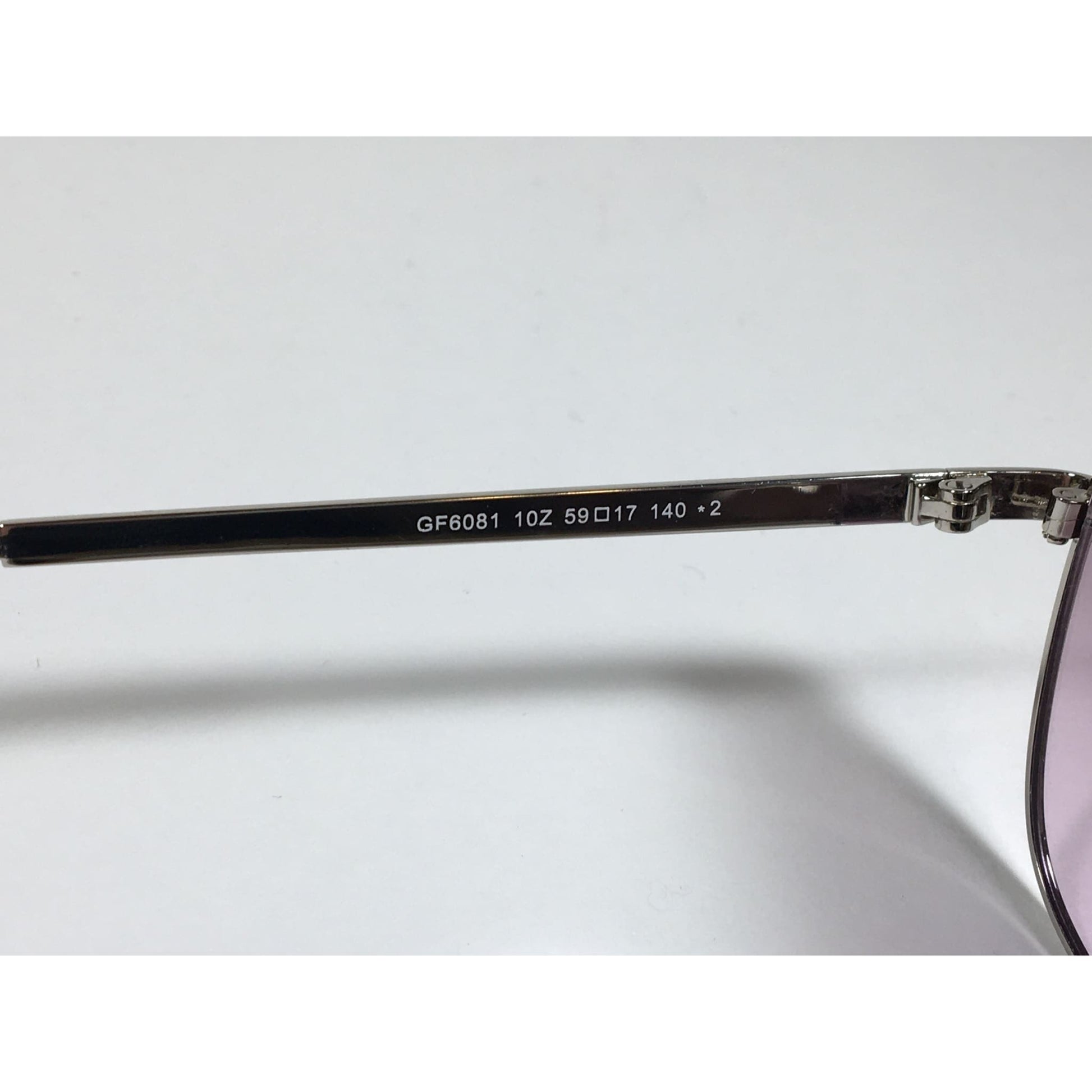 Guess Aviator Sunglasses Shiny Nickel Frame with Rhinestones Light Pink Lens GF6081 10Z - Sunglasses