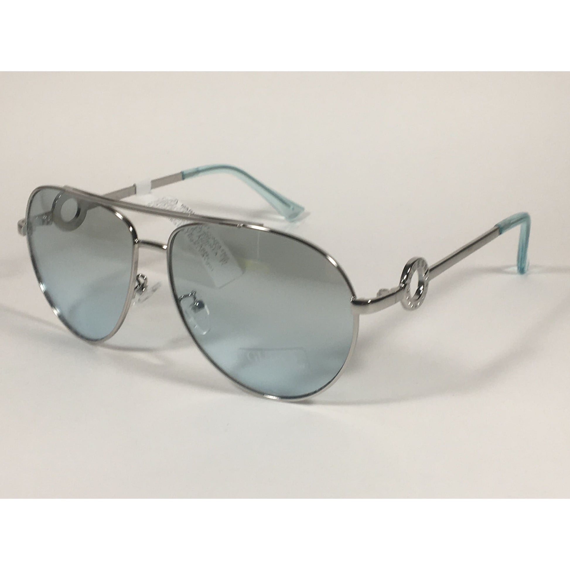 Guess Aviator Sunglasses Silver Metal Frame Light Blue Gradient