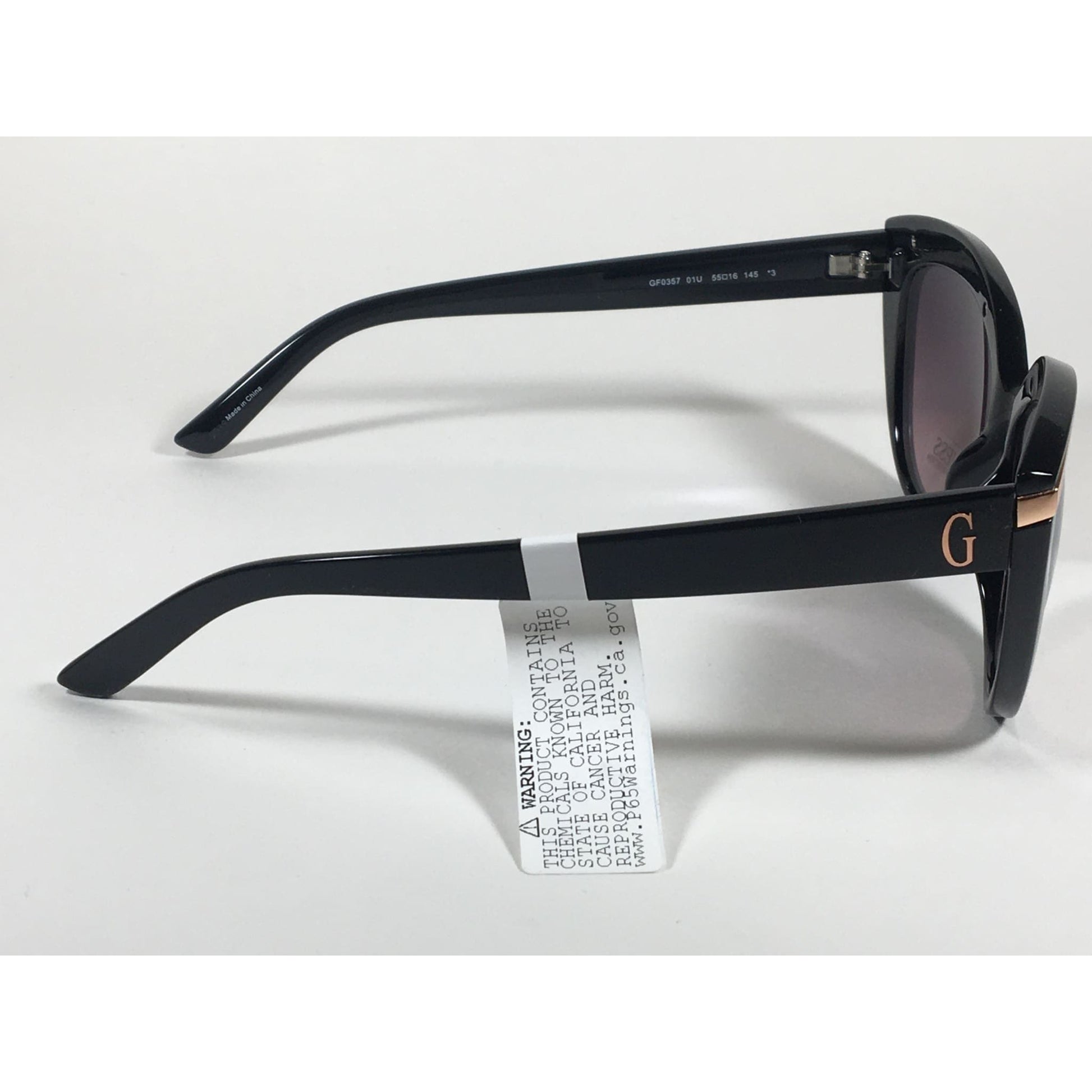 Guess Cat Eye Sunglasses Black And Gold With Silver Mirror Lens GF0357 01U - Sunglasses