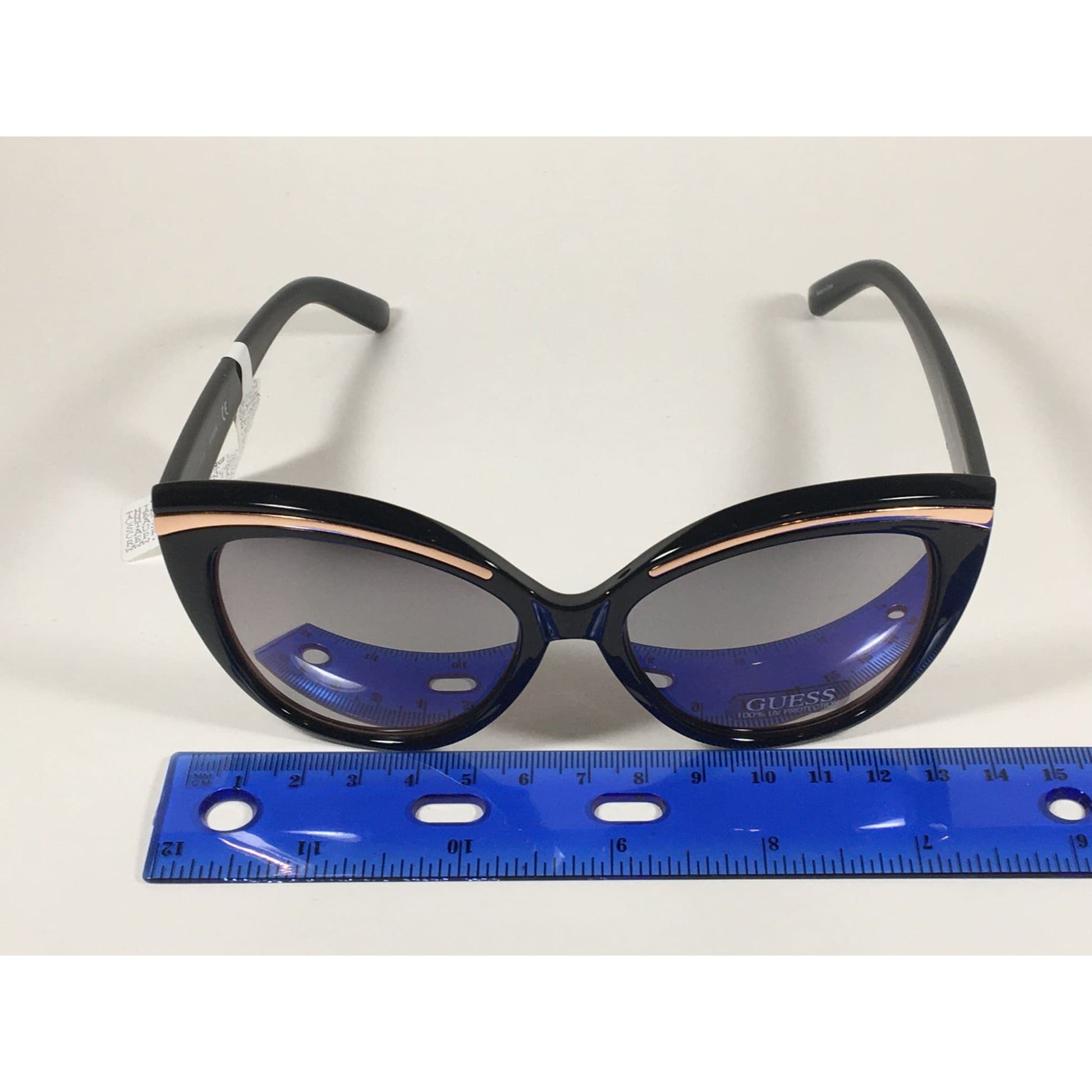 Guess Cat Eye Sunglasses Black And Gold With Silver Mirror Lens GF0357 01U - Sunglasses