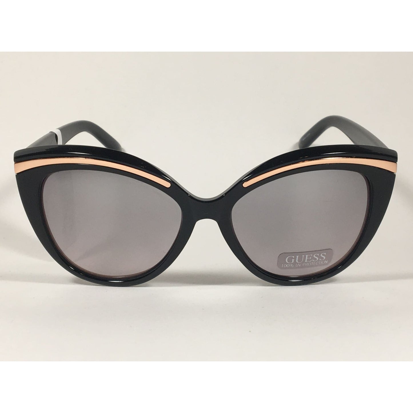 Guess Cat Eye Sunglasses Black And Gold With Silver Mirror Lens GF0357 01U - Sunglasses