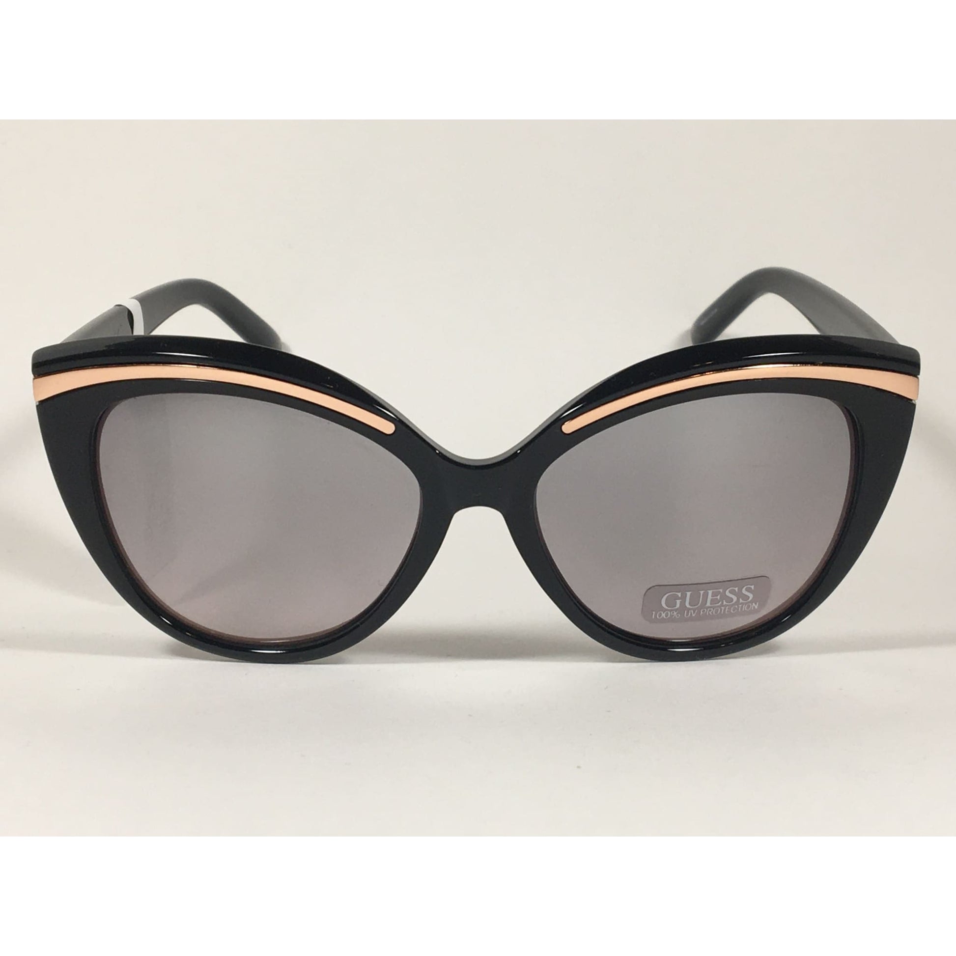 Guess Cat Eye Sunglasses Black And Gold With Silver Mirror Lens GF0357 01U - Sunglasses